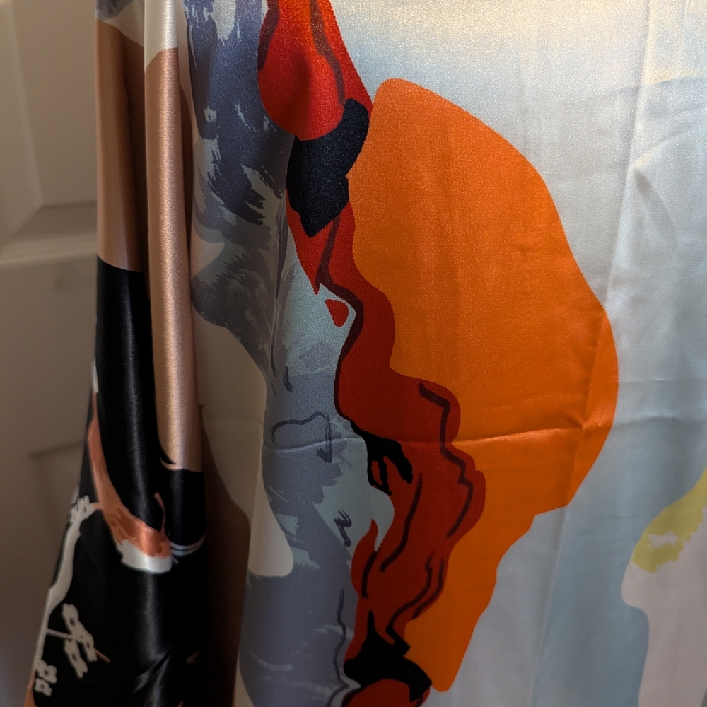 Elegant Multicolor Satin Women's Robe - Picture 3 of 4